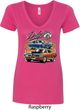 Ladies Dodge Blue and Orange Super Bee V-Neck