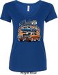 Ladies Dodge Blue and Orange Super Bee V-Neck
