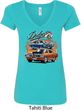 Ladies Dodge Blue and Orange Super Bee V-Neck