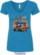 Ladies Dodge Blue and Orange Super Bee V-Neck