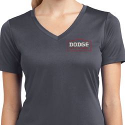 Ladies Dodge Brothers Pocket Print Moisture Wicking V-neck Shirt Ladies Dodge Brothers Pocket Print Moisture Wicking V-neck Shirt