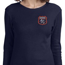Ladies Dodge Garage Pocket Print Long Sleeve Shirt