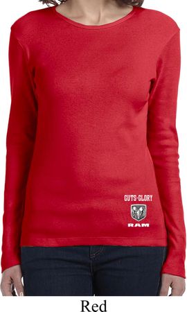 Ladies Dodge Guts and Glory Ram Logo Bottom Print Long Sleeve Shirt