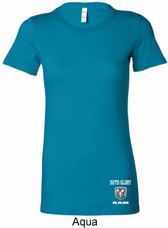 Ladies Dodge Guts and Glory Ram Logo Bottom Print Longer Length Shirt