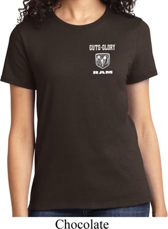 Ladies Dodge Guts and Glory Ram Logo Pocket Print Shirt