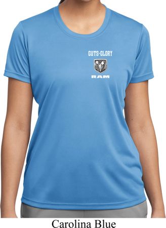 Ladies Dodge Guts and Glory Ram Pocket Print Moisture Wicking Shirt