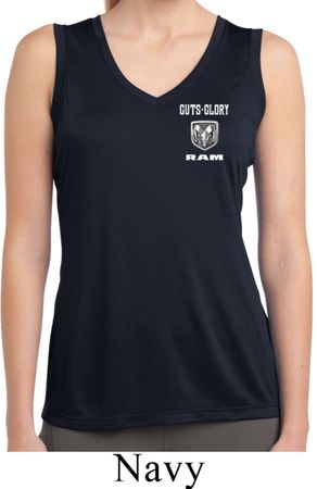 Ladies Dodge Guts and Glory Ram Pocket Print Sleeveless Dry Wicking