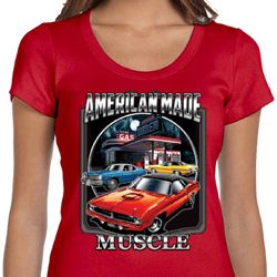 Ladies Dodge Shirt Chrysler American Made Scoop Neck Tee T-Shirt Ladies Dodge Shirt Chrysler American Made Scoop Neck Tee T-Shirt