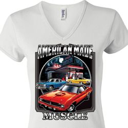 Ladies Dodge Shirt Chrysler American Made V-neck Tee T-Shirt Ladies Dodge Shirt Chrysler American Made V-neck Tee T-Shirt
