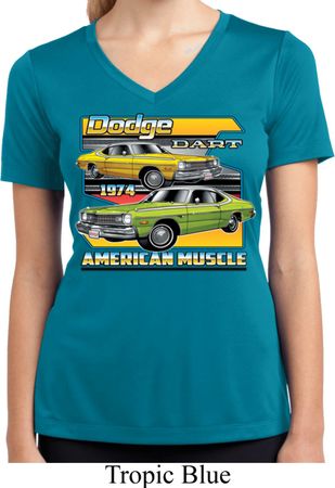 Ladies Dodge Shirt Dodge Dart Moisture Wicking V-neck Tee T-Shirt