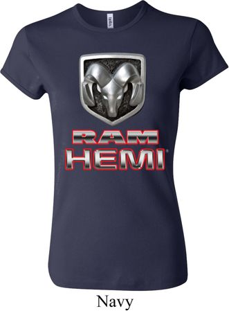 Ladies Dodge Shirt Ram Hemi Logo Crewneck Tee T-Shirt