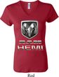 Ladies Dodge Shirt Ram Hemi Logo V-neck Tee T-Shirt