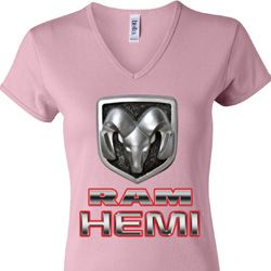 Ladies Dodge Shirt Ram Hemi Logo V-neck Tee T-Shirt Ladies Dodge Shirt Ram Hemi Logo V-neck Tee T-Shirt