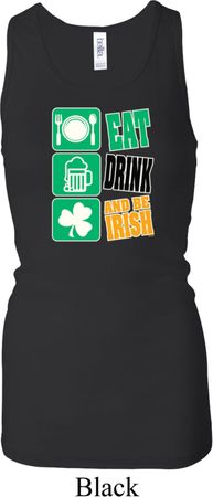 Ladies Eat Drink Be Irish Longer Length Racerback Tank Top