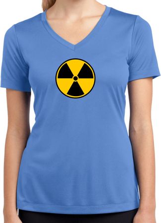 Ladies Fallout Shirt Radiation Symbol Moisture Wicking V-neck Tee