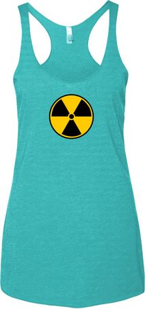 Ladies Fallout Tanktop Radiation Symbol Tri Blend Racerback Tank Top