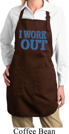 Ladies Fitness Apron I Work Out Full Length Apron with Pockets