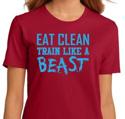 Ladies Fitness Shirt Eat Clean Train Like a Beast Organic Tee T-Shirt