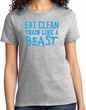 Ladies Fitness Shirt Eat Clean Train Like a Beast Tee T-Shirt