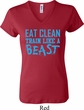 Ladies Fitness Shirt Eat Clean Train Like a Beast V-neck Tee T-Shirt