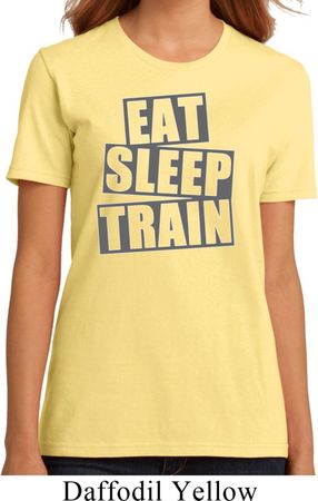 Ladies fitness Shirt Eat Sleep Train Organic Tee T-Shirt