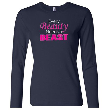 Ladies Fitness Shirt Every Beauty Needs a Beast Long Sleeve Tee