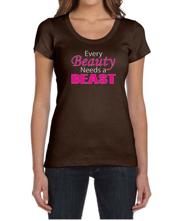 Ladies Fitness Shirt Every Beauty Needs a Beast Scoop Neck Tee T-Shirt