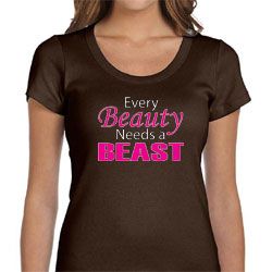 Ladies Fitness Shirt Every Beauty Needs a Beast Scoop Neck Tee T-Shirt