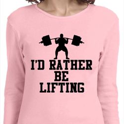 Ladies Fitness Shirt I Rather Be Lifting Long Sleeve Tee T-Shirt Ladies Fitness Shirt I Rather Be Lifting Long Sleeve Tee T-Shirt