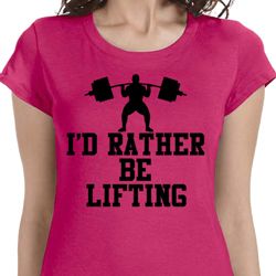 Ladies Fitness Shirt I Rather Be Lifting Longer Length Tee T-Shirt Ladies Fitness Shirt I Rather Be Lifting Longer Length Tee T-Shirt
