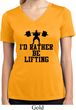 Ladies Fitness Shirt I Rather Be Lifting Moisture Wicking V-neck Tee