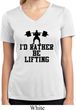 Ladies Fitness Shirt I Rather Be Lifting Moisture Wicking V-neck Tee