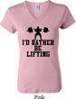 Ladies Fitness Shirt I Rather Be Lifting V-neck Tee T-Shirt