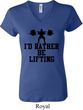 Ladies Fitness Shirt I Rather Be Lifting V-neck Tee T-Shirt