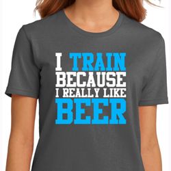 Ladies Fitness Shirt I Train For Beer Organic Tee T-Shirt