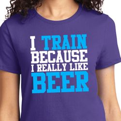 Ladies Fitness Shirt I Train For Beer Tee T-Shirt