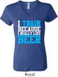 Ladies Fitness Shirt I Train For Beer V-neck Tee T-Shirt