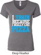 Ladies Fitness Shirt I Train For Pizza V-neck Tee T-Shirt