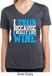 Ladies Fitness Shirt I Train For Wine Moisture Wicking V-neck Tee