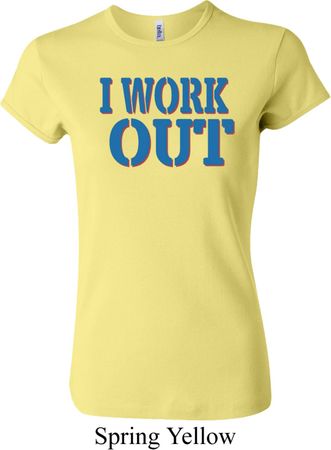 Ladies Fitness Shirt I Work Out Crewneck Tee T-Shirt