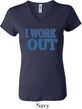 Ladies Fitness Shirt I Work Out V-neck Tee T-Shirt