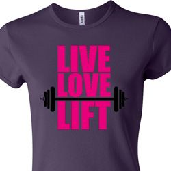 Ladies Fitness Shirt Live Love Lift Crewneck Tee T-Shirt Ladies Fitness Shirt Live Love Lift Crewneck Tee T-Shirt