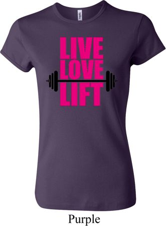 Ladies Fitness Shirt Live Love Lift Crewneck Tee T-Shirt