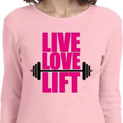 Ladies Fitness Shirt Live Love Lift Long Sleeve Tee T-Shirt Ladies Fitness Shirt Live Love Lift Long Sleeve Tee T-Shirt