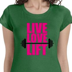 Ladies Fitness Shirt Live Love Lift Longer Length Tee T-Shirt Ladies Fitness Shirt Live Love Lift Longer Length Tee T-Shirt
