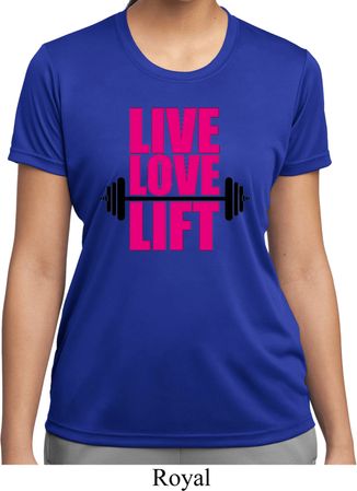 Ladies Fitness Shirt Live Love Lift Moisture Wicking Tee T-Shirt