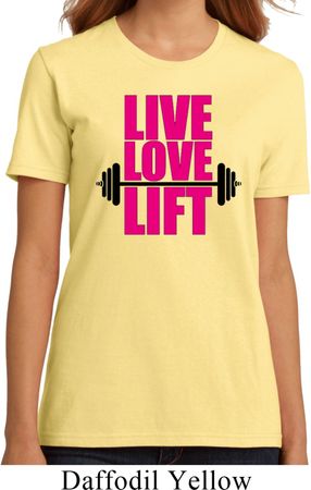Ladies Fitness Shirt Live Love Lift Organic Tee T-Shirt