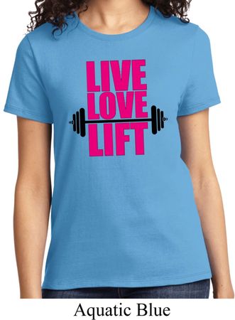 Ladies Fitness Shirt Live Love Lift Tee T-Shirt