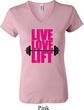 Ladies Fitness Shirt Live Love Lift V-neck Tee T-Shirt
