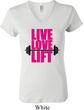 Ladies Fitness Shirt Live Love Lift V-neck Tee T-Shirt